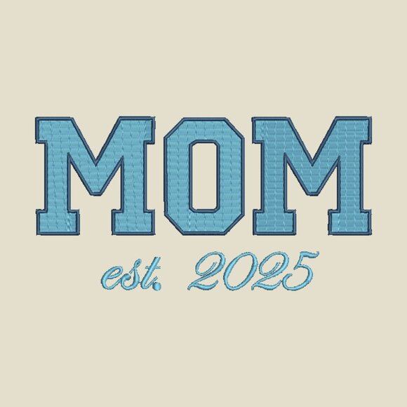 MOM Embroidered Adult Unisex Crewneck Sweatshirt New Mom 2025 Light Blue Thread - Picture 6 of 8